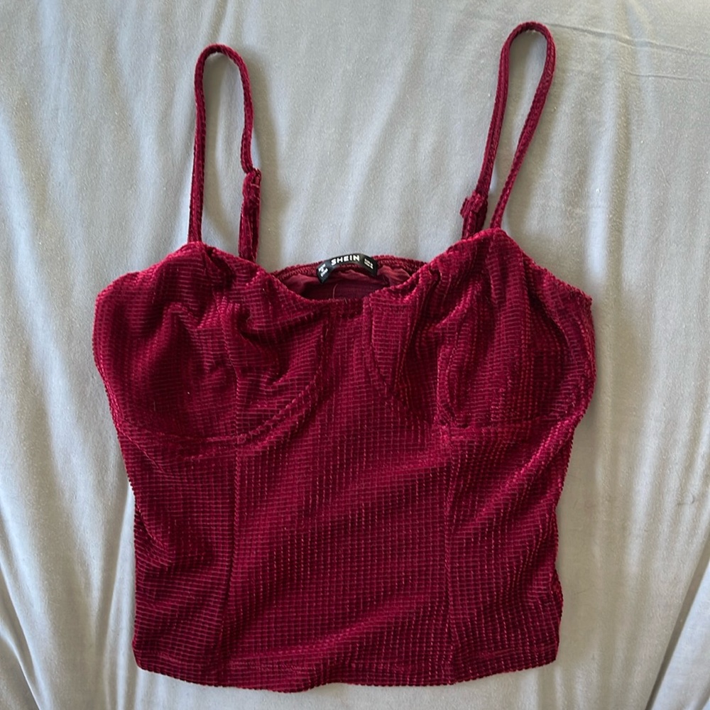 Red corset tank top